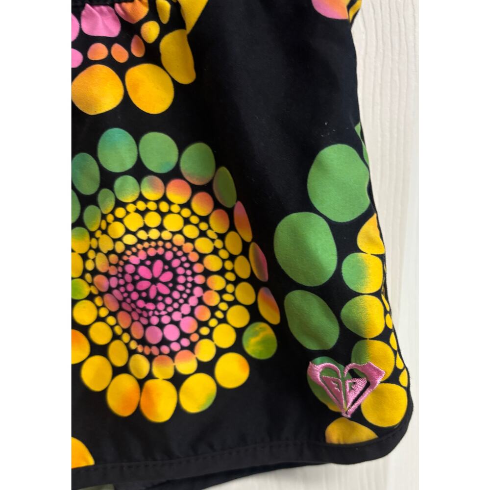 Roxy Board Shorts Women Size 3 Black Multicolor Surf Swim Elastic Waist EUC - Picture 3 of 9